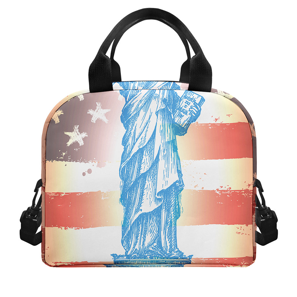 Statue of Liberty USA Flag Print Insulated Lunch Bag