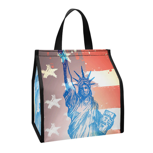 Statue of Liberty USA Flag Print Insulated Lunch Tote