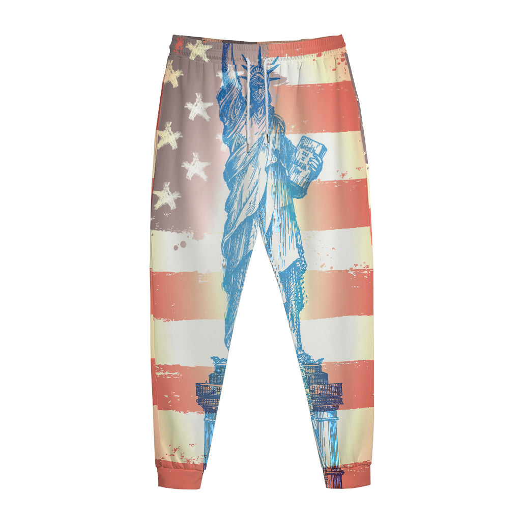 Statue of Liberty USA Flag Print Jogger Pants