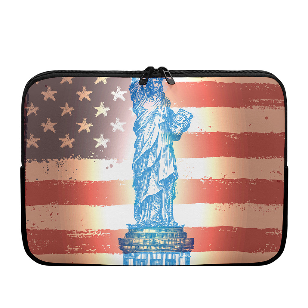 Statue of Liberty USA Flag Print Laptop Sleeve