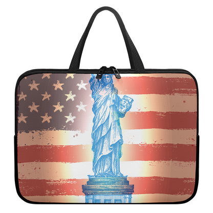 Statue of Liberty USA Flag Print Laptop Sleeve With Handle