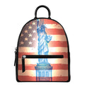 Statue of Liberty USA Flag Print Leather Backpack