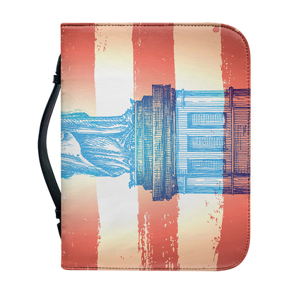 Statue of Liberty USA Flag Print Leather Bible Cover