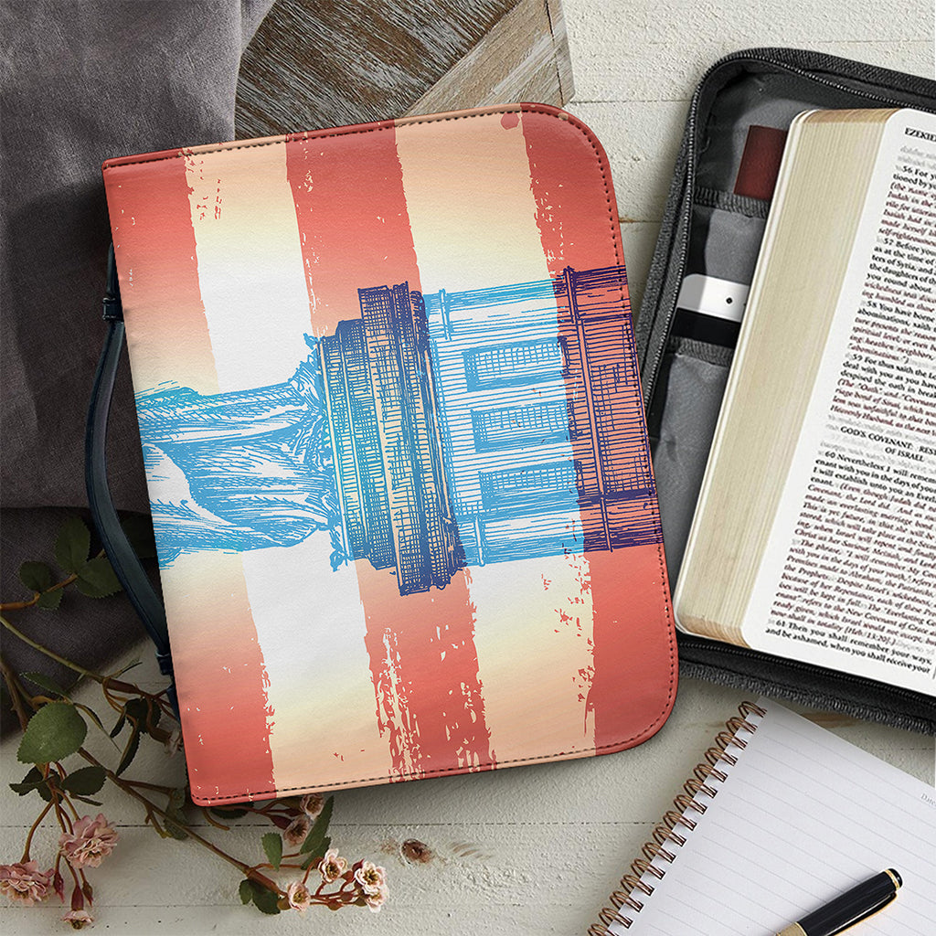Statue of Liberty USA Flag Print Leather Bible Cover