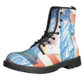 Statue of Liberty USA Flag Print Lace-Up Boots