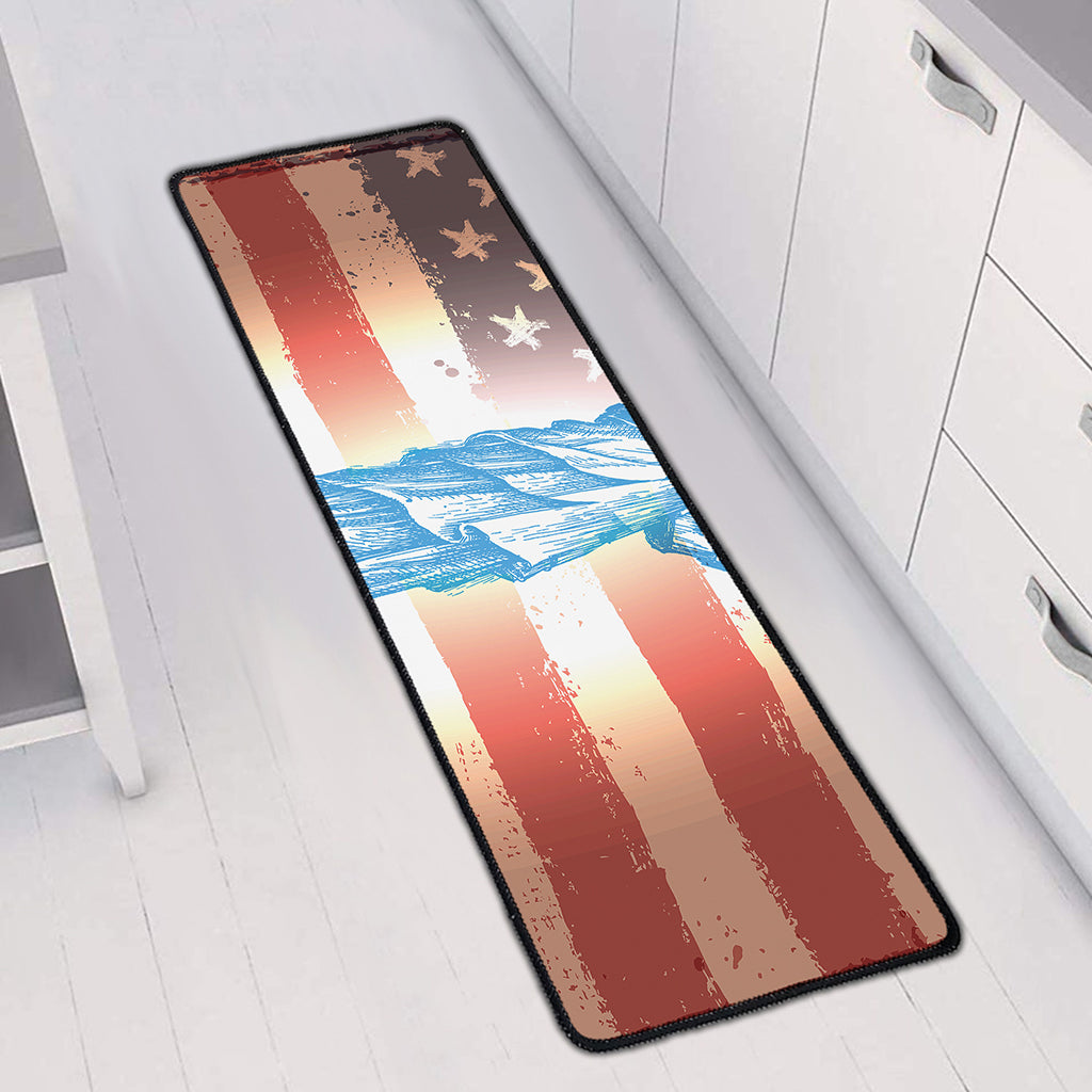 Statue of Liberty USA Flag Print Long Kitchen Mat