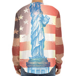 Statue of Liberty USA Flag Print Long Sleeve Baseball Jersey