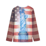 Statue of Liberty USA Flag Print Long Sleeve Short Coat
