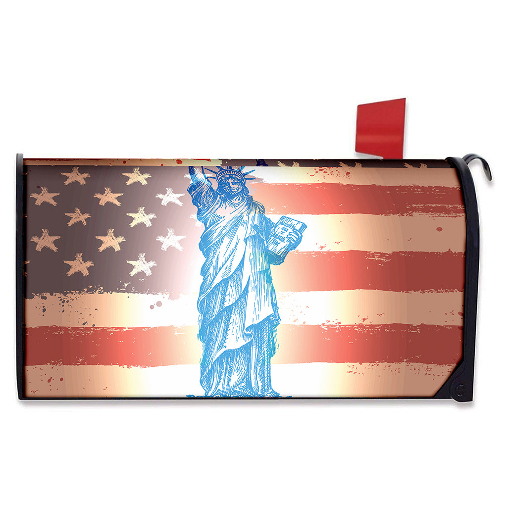 Statue of Liberty USA Flag Print Mailbox Cover