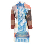 Statue of Liberty USA Flag Print Men's Bathrobe