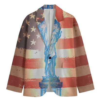 Statue of Liberty USA Flag Print Men's Blazer