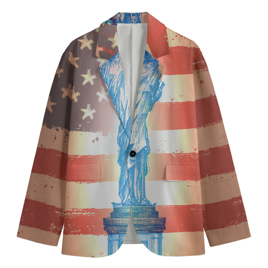 Statue of Liberty USA Flag Print Men's Blazer