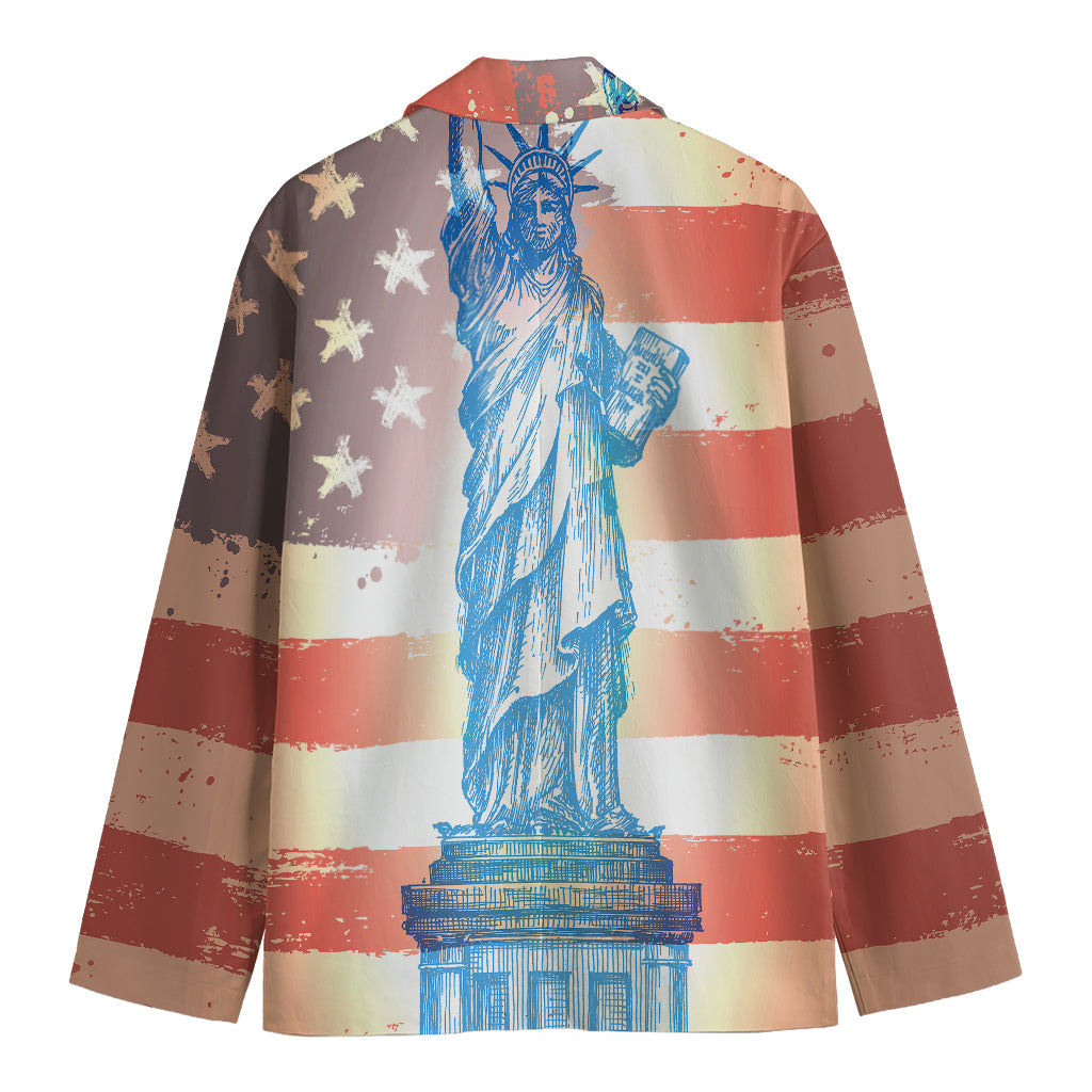 Statue of Liberty USA Flag Print Men's Blazer