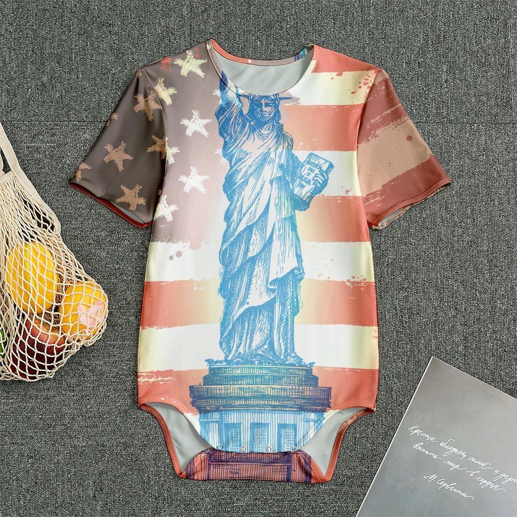 Statue of Liberty USA Flag Print Men's Bodysuit