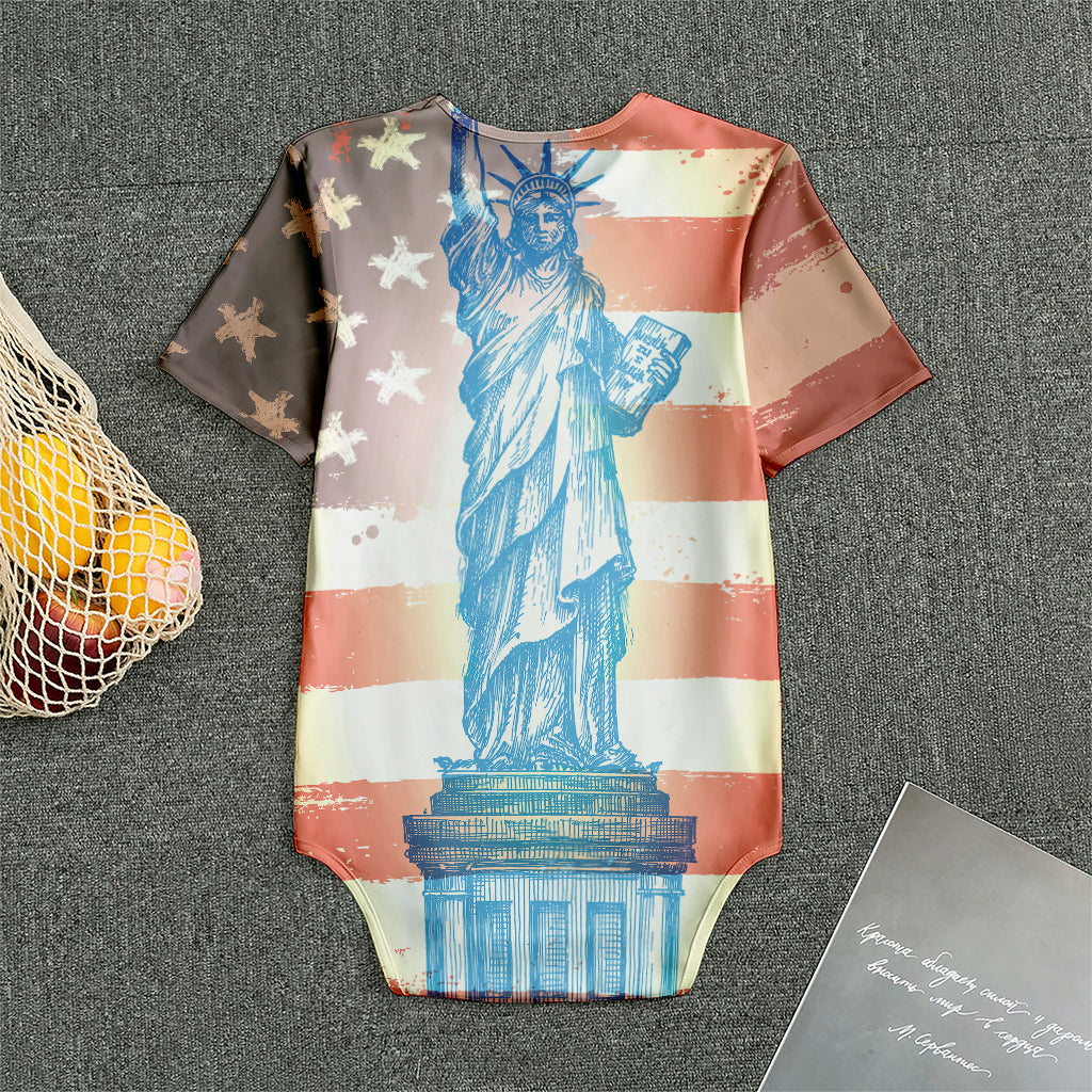 Statue of Liberty USA Flag Print Men's Bodysuit