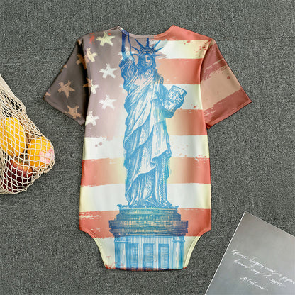Statue of Liberty USA Flag Print Men's Bodysuit