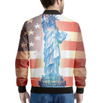 Statue of Liberty USA Flag Print Men's Bomber Jacket