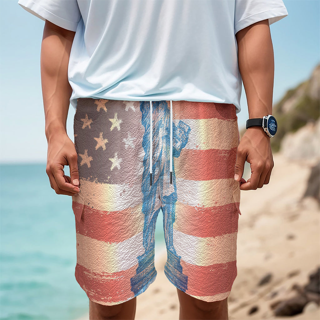 Statue of Liberty USA Flag Print Men's Cargo Shorts