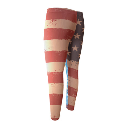 Statue of Liberty USA Flag Print Men's Compression Pants