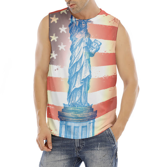 Statue of Liberty USA Flag Print Men's Fitness Tank Top