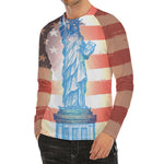 Statue of Liberty USA Flag Print Men's Long Sleeve Rash Guard