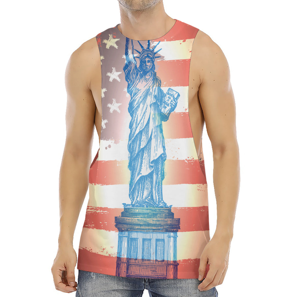 Statue of Liberty USA Flag Print Men's Muscle Tank Top