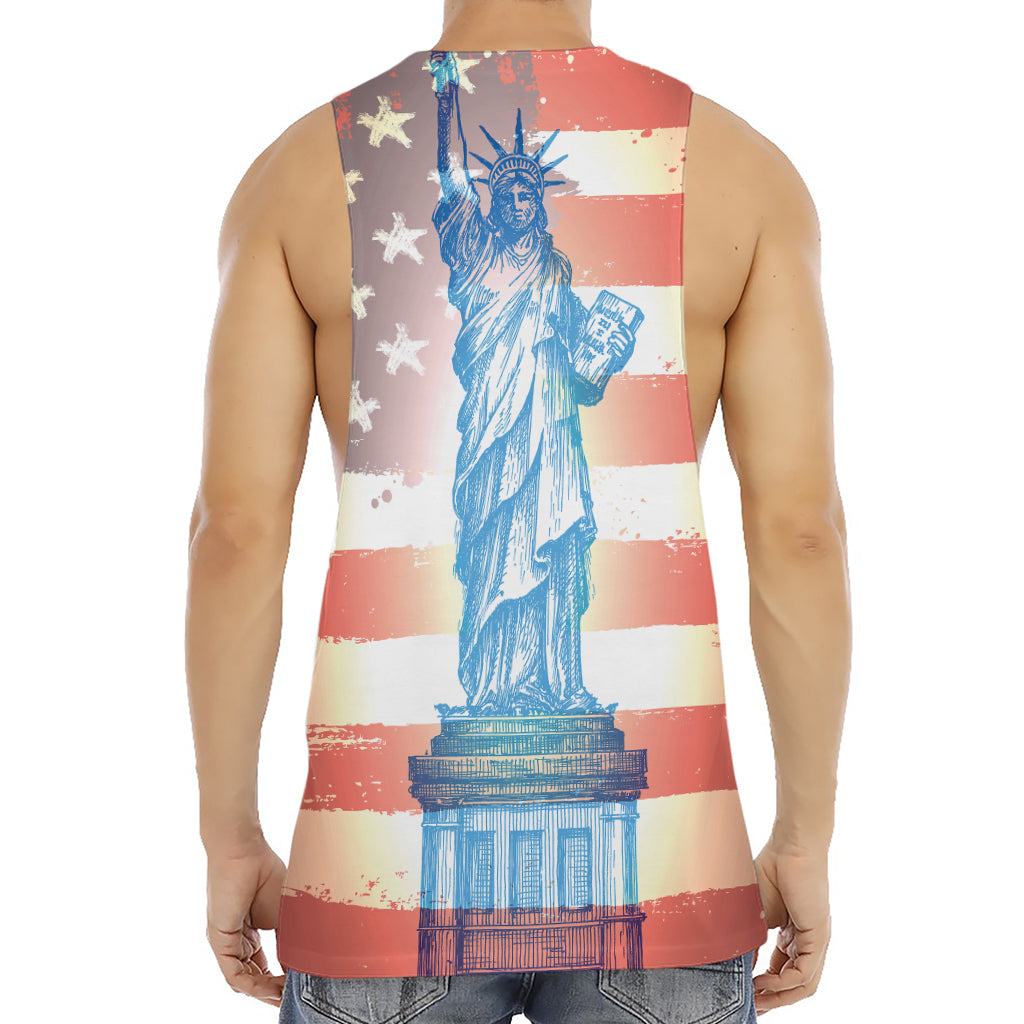Statue of Liberty USA Flag Print Men's Muscle Tank Top