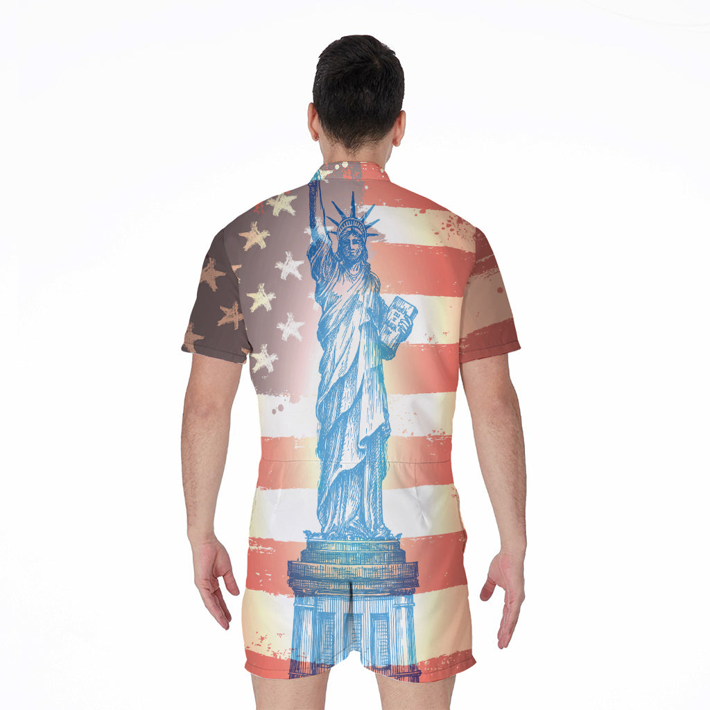 Statue of Liberty USA Flag Print Men's Rompers