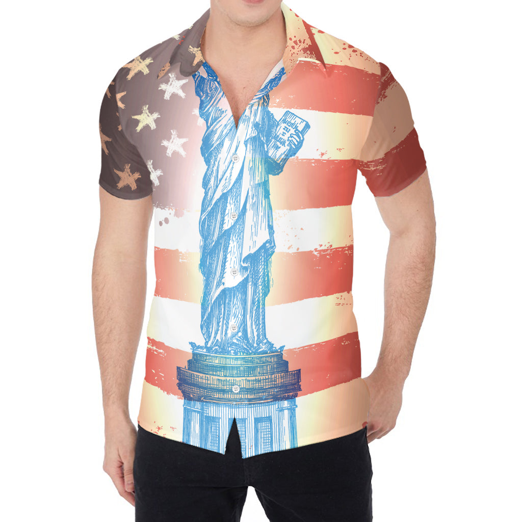 Statue of Liberty USA Flag Print Men's Shirt