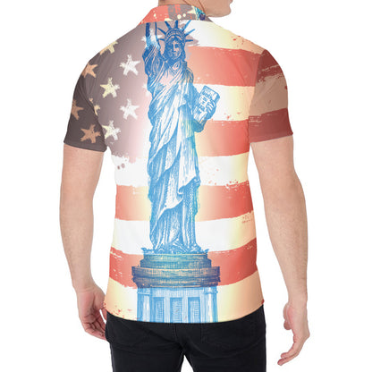 Statue of Liberty USA Flag Print Men's Shirt