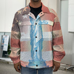 Statue of Liberty USA Flag Print Men's Shirt Jacket