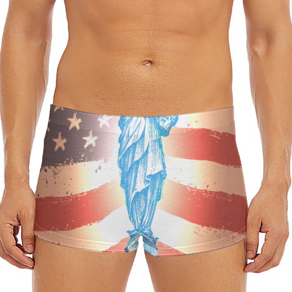 Statue of Liberty USA Flag Print Men's Short Boxer Briefs