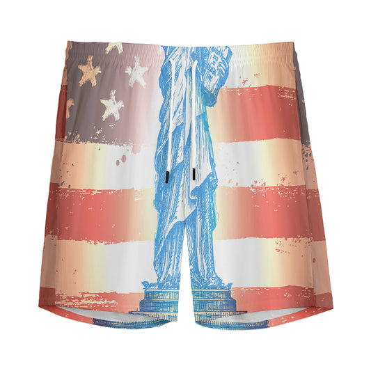 Statue of Liberty USA Flag Print Men's Sports Shorts