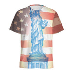 Statue of Liberty USA Flag Print Men's Sports T-Shirt
