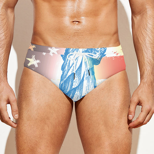 Statue of Liberty USA Flag Print Men's Swim Briefs