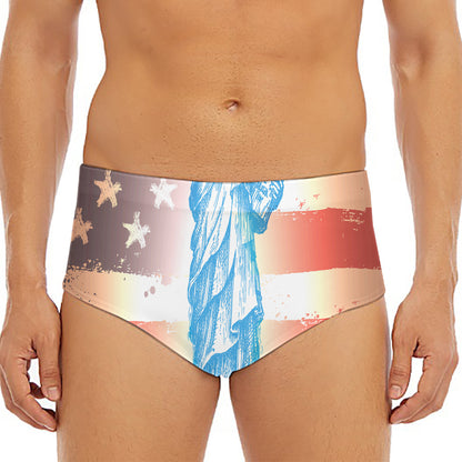 Statue of Liberty USA Flag Print Men's Triangle Swim Briefs