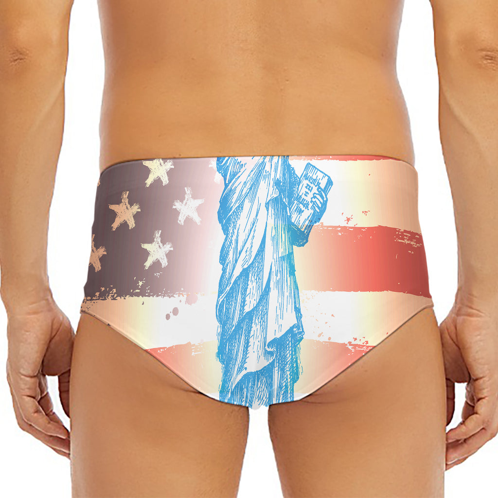 Statue of Liberty USA Flag Print Men's Triangle Swim Briefs