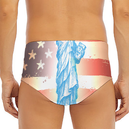 Statue of Liberty USA Flag Print Men's Triangle Swim Briefs