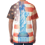 Statue of Liberty USA Flag Print Men's Velvet T-Shirt