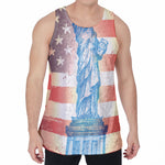 Statue of Liberty USA Flag Print Men's Velvet Tank Top