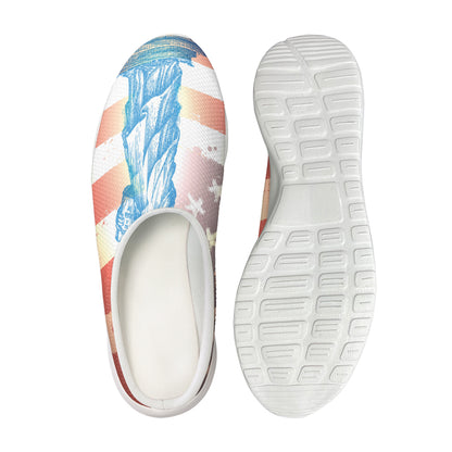 Statue of Liberty USA Flag Print Mesh Casual Shoes