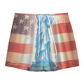 Statue of Liberty USA Flag Print Mesh Shorts