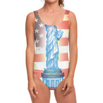 Statue of Liberty USA Flag Print One Piece Swimsuit