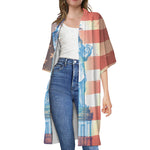 Statue of Liberty USA Flag Print Open Front Beach Cover Up