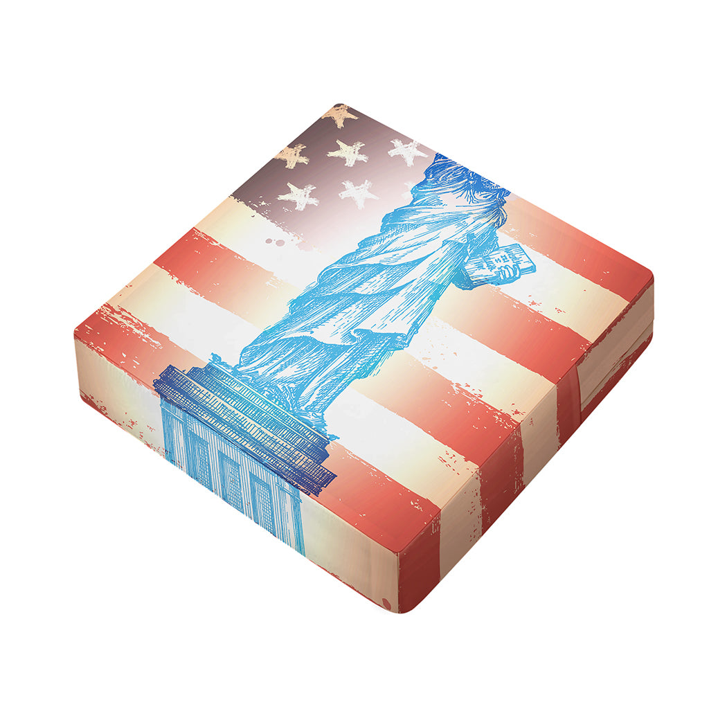 Statue of Liberty USA Flag Print Outdoor Seat Cushion Cover