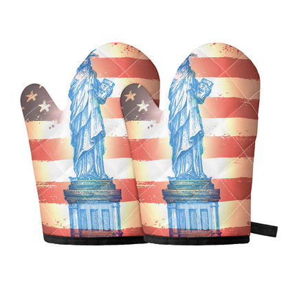 Statue of Liberty USA Flag Print Oven Mitts