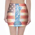 Statue of Liberty USA Flag Print Pencil Mini Skirt