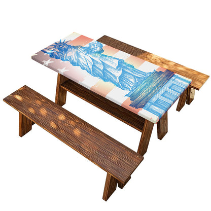 Statue of Liberty USA Flag Print Picnic Table Cover