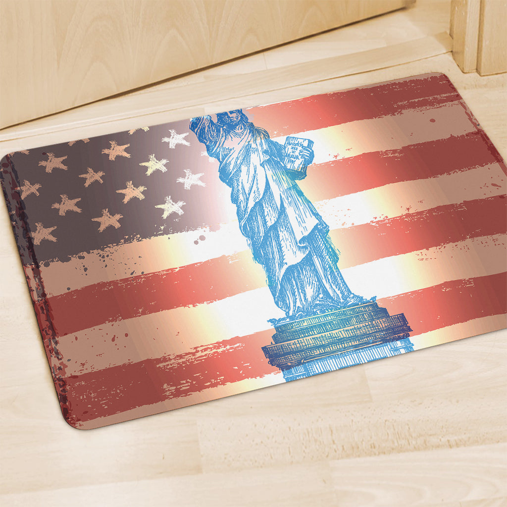 Statue of Liberty USA Flag Print Polyester Doormat