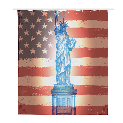 Statue of Liberty USA Flag Print Polyester Shower Curtain